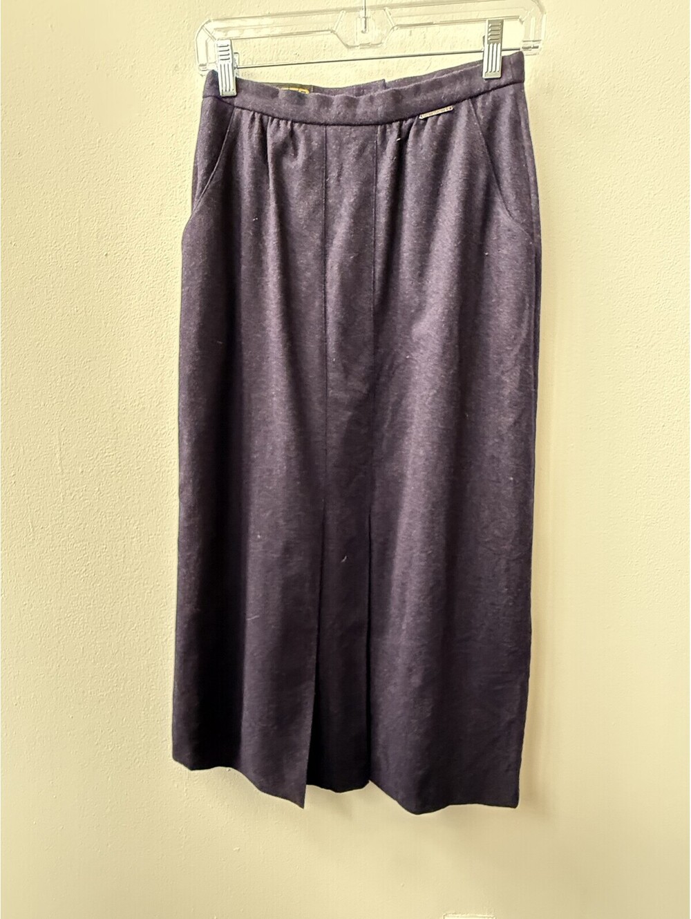Vintage Geiger Austria Plum Boiled Wool Midi Pencil Skirt Size 36 US 6